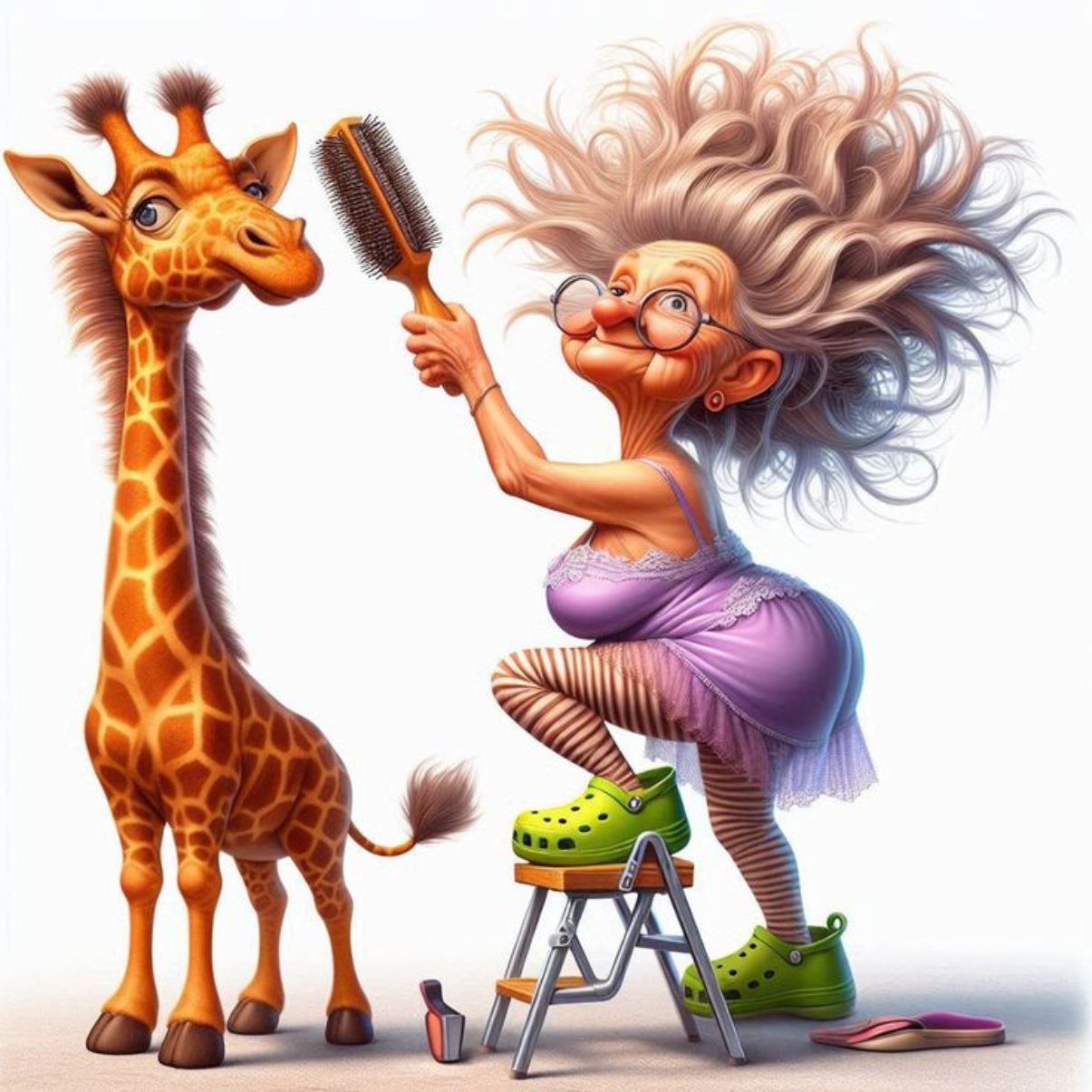 Coffret cadeau: Dessous de verre Mamie brosse la girafe
