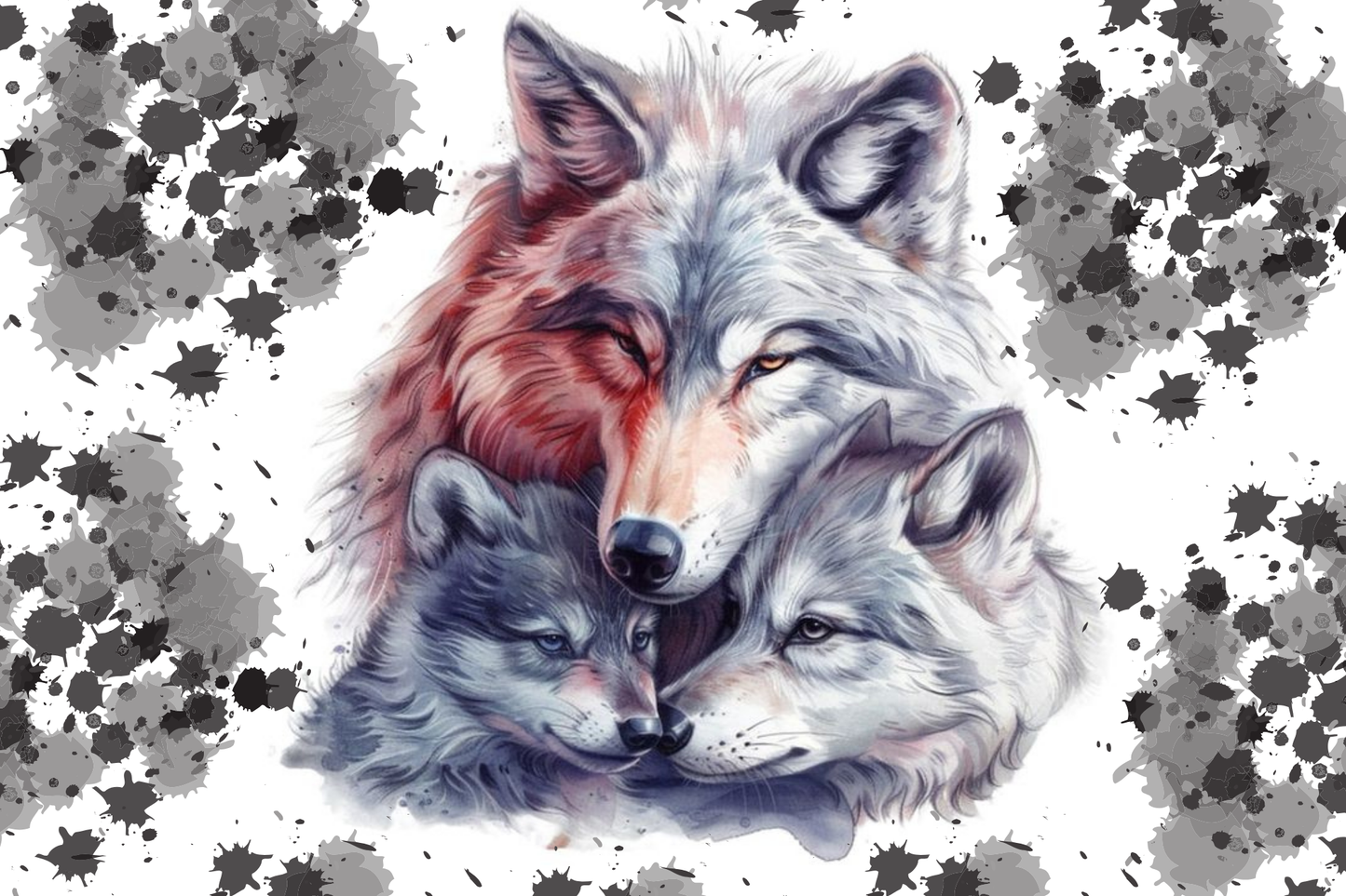 Tableau Maman loup et ses bébés