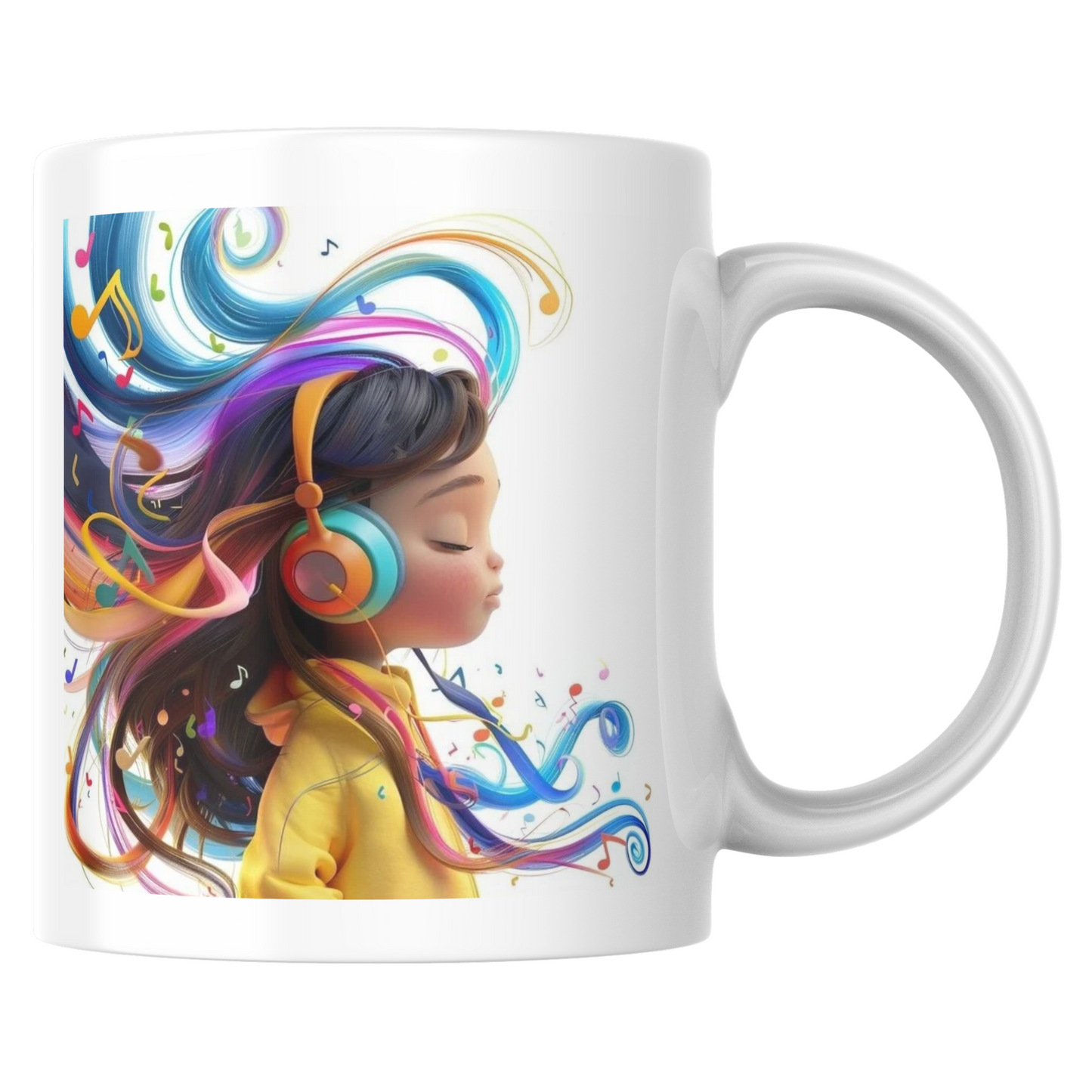 Coffret cadeau: Mug Une fille écoute de la musique