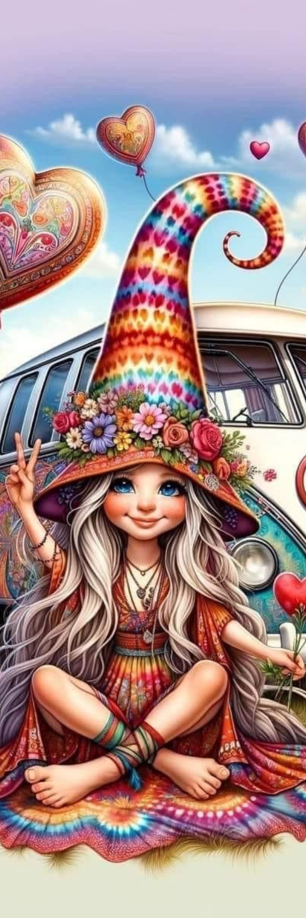 Marque page Fille hippie