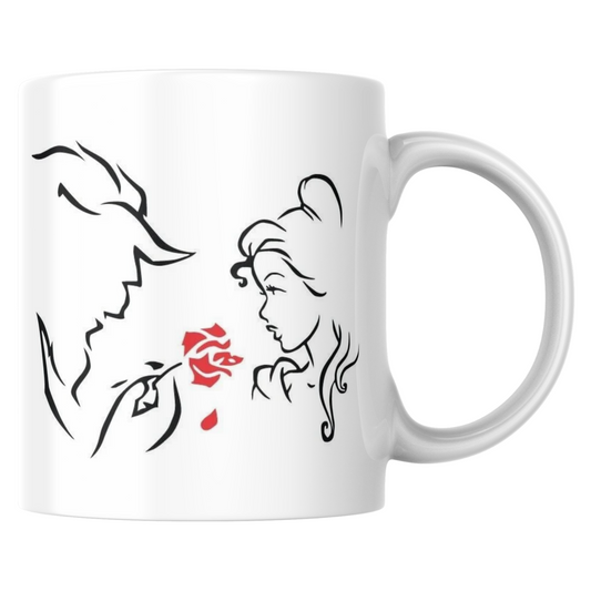 Mug La bête offre la rose à Belle