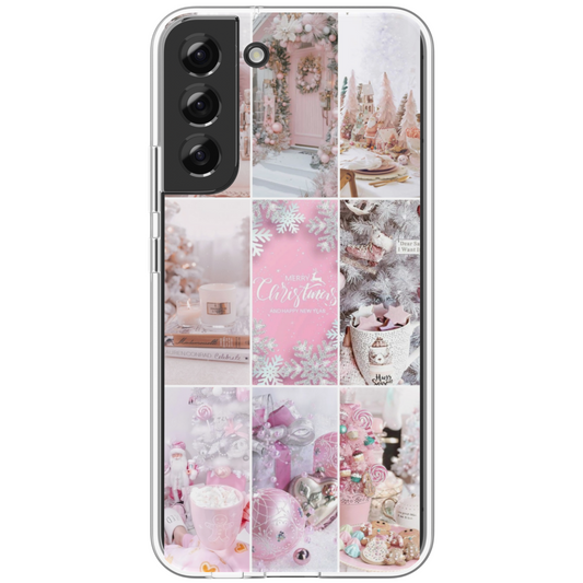 Coffret cadeau: Coque téléphone Noël rose/blanc