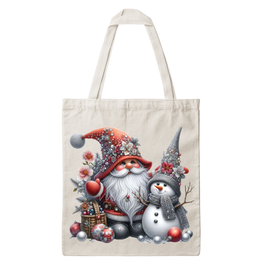 Coffret cadeau: Tote bag Père Noël avec le bonhomme de neige