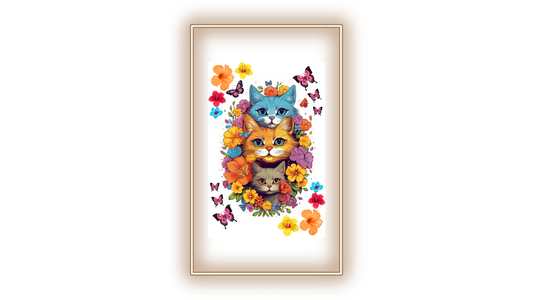 Tableau Les chats fleurs