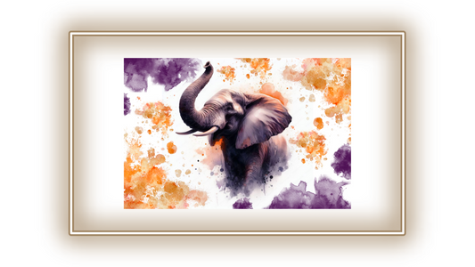 Tableau Éléphant orange/violet