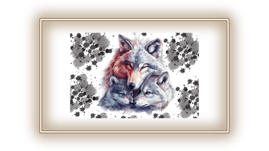 Tableau Maman loup et ses bébés