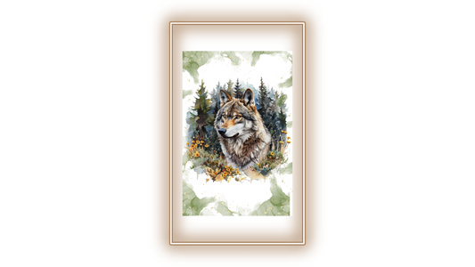 Tableau Loup forêt