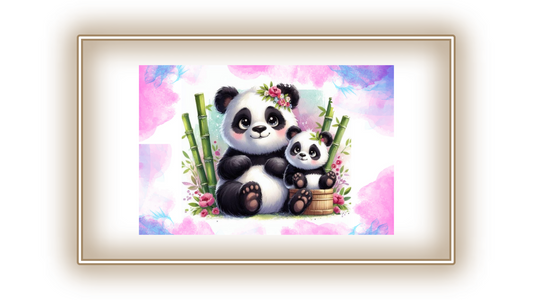 Tableau Maman panda et son bébé