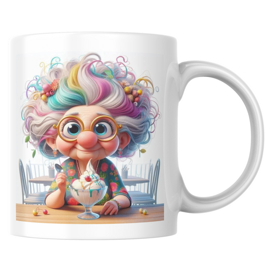 Mug Mamie mange sa glace