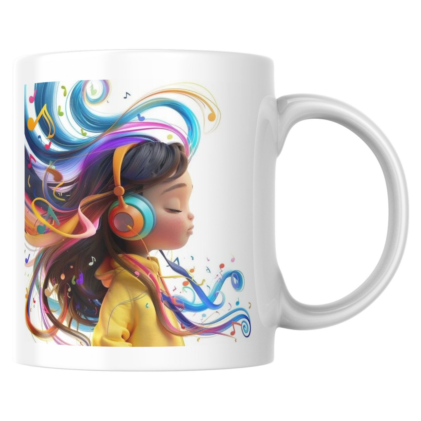 Mug Une fille écoute de la musique