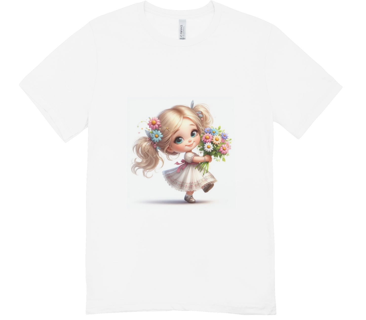 Coffret cadeau: T-shirt pour peluche ours Petite fille avec un bouquet