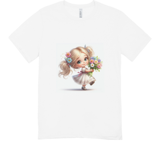 Coffret cadeau: T-shirt pour peluche ours Petite fille avec un bouquet