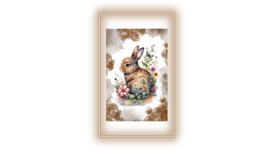Tableau Lapin fleurs