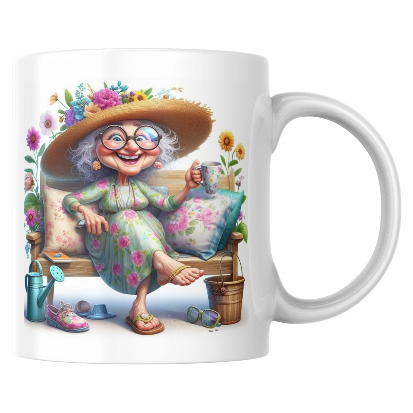 Mug Mamie profite du soleil